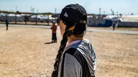 La Française Emilie König  dans le camp Al-Roj, dans le nord-est de la Syrie, le 28 mars 2021