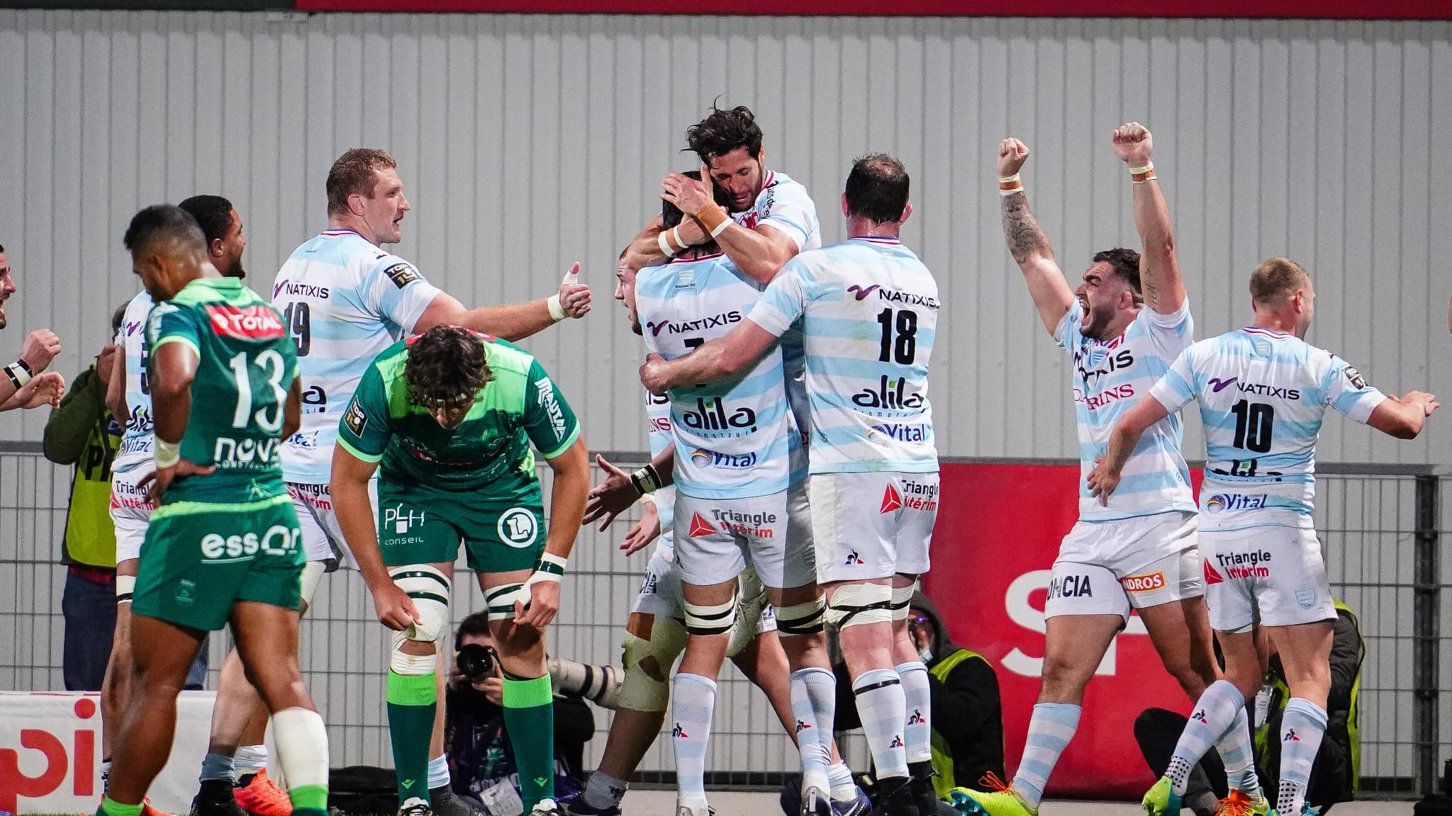 Le Racing 92, lors de sa victoire à Pau (35-29).