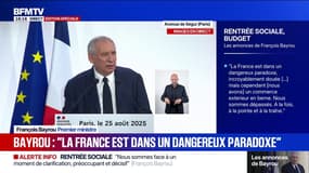 Discours de rentrée: "Notre pays est en danger parce que nous sommes au bord du surendettement", indique le Premier ministre, François Bayrou 