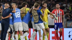 Ivan Provedel buteur de la tête lors de la rencontre de Ligue des champions entre la Lazio et l'Atlético, le 19/09/2023