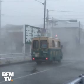 Japon: les images du puissant typhon Jebi qui frappe l'archipel