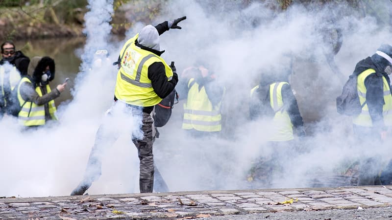Manifestation des gilets jaunes, à Nantes, le 22 décembre 2018.
