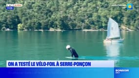 Faire du vélo sur l'eau: BFM DICI a testé pour vous le vélo-foil sur le lac de Serre-Ponçon
