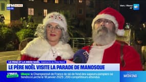 Le père Noël visite la parade de Manosque