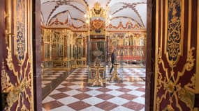 La salle des bijoux du musée historique de la Voûte verte, dans le Palais royal de Dresde, à l'est de l'Allemagne