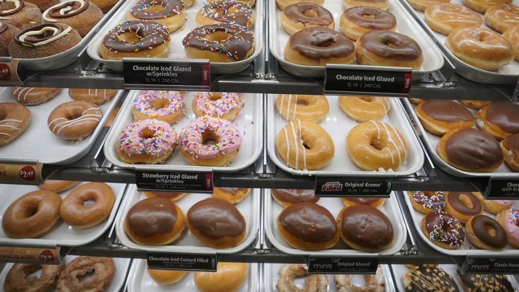 Des beignets vendus dans un magasin Krispy Kreme à New York (États-Unis), le 15 septembre 2020.