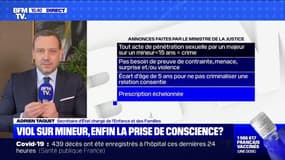 Viol sur mineur de moins de 15 ans: Adrien Taquet assure "qu'on arrêtera d'interroger le consentement supposée de la victime"