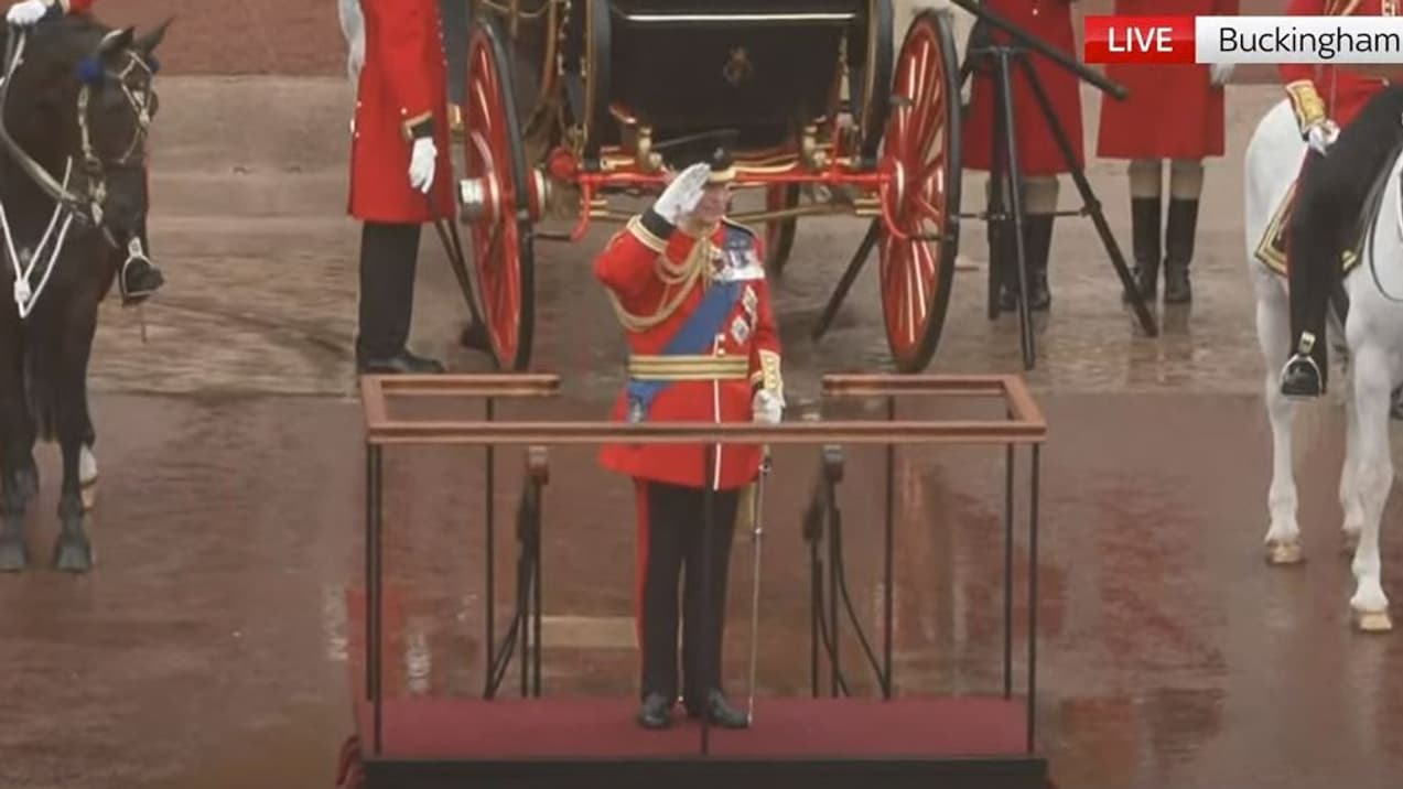 Charles à Buckingham, le 15 juin 2024 pour Trooping the Colour