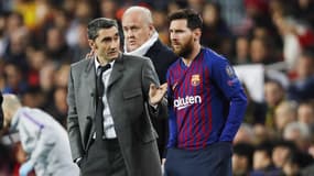 Ernesto Valverde et Lionel Messi, à Barcelone le 11 décembre 2018