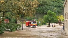 Le centre d'Annonay (Ardèche) sous les eaux le 17 octobre 2024