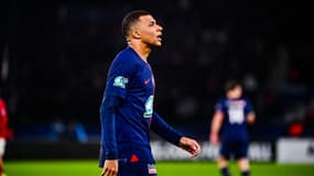 Kylian Mbappé lors du huitième de finale de Coupe de France du PSG, 7 février 2024