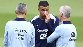 Kylian Mbappé à l'entraînement de l'équipe de France, le 19 juin 2024