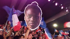 La grande pancarte à l'effigie de Clarisse Agbegnenou à l'Arena Champ-de-Mars (le 30/07/2024)