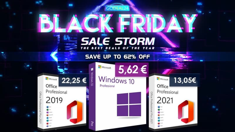 Black Friday Godeal : Office 2021 à seulement 13€ et Windows 10 dès 5.62€ !