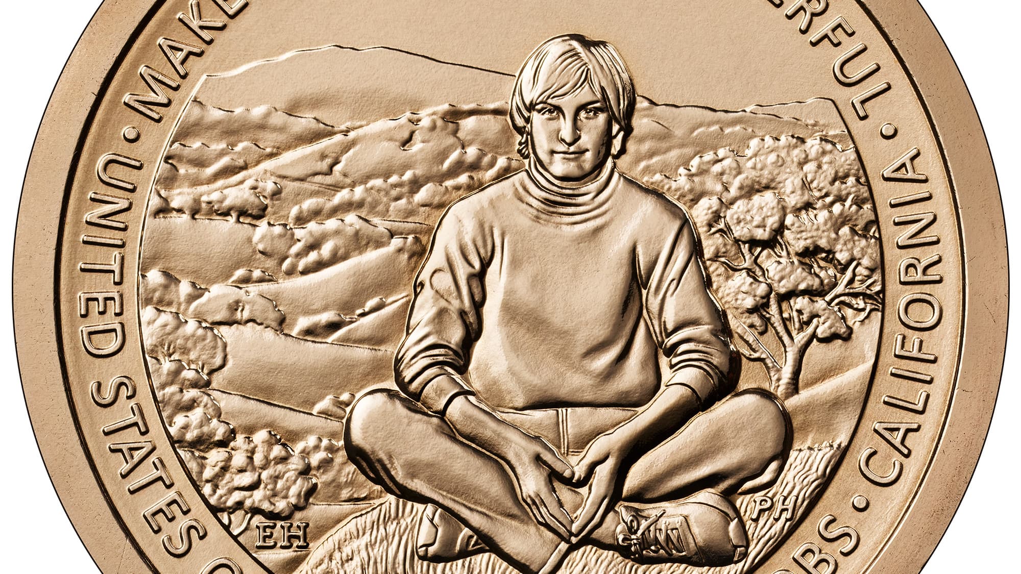 La pièce d'un dollar à l'effigie de Steve Jobs. La pièce d'un dollar à l'effigie de Steve Jobs.