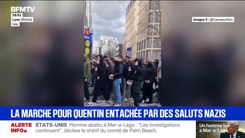 Les images des incidents racistes lors de la marche en hommage à Quentin Deranque à Lyon ce samedi
