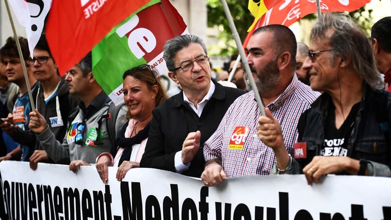 Jean-Luc Mélenchon dans un cortège, le 1er mai 2018. (Photo d'illustration)