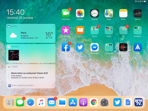 Interface de l'iPad Pro 2019