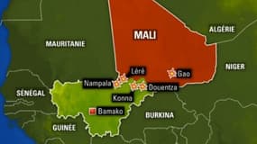 Carte des zones de conflits au Mali.