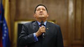 Hugo Chavez lors d'une conférence de presse après sa réélection en octobre, à Caracas.
