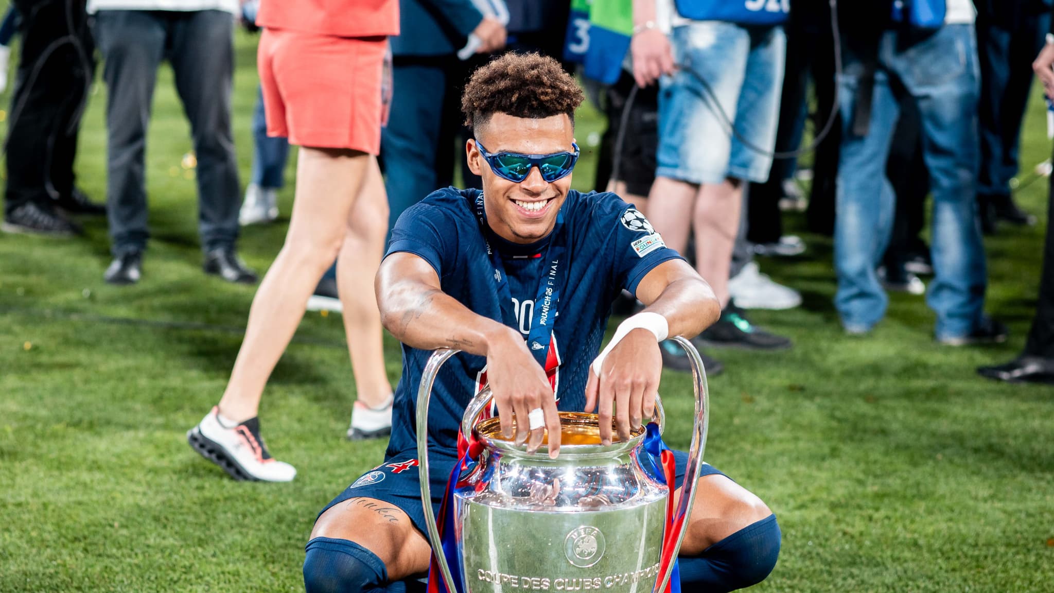 Désiré Doué buteur avec le PSG lors de la finale de la Ligue des champions face à l'Inter Milan, le 31 mai 2025.