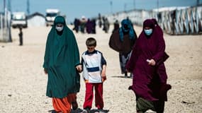 Des femmes détenues au camp de Roj, dans le nord-est de la Syrie, le 28 mars 2021