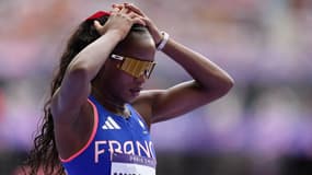Cyréna Samba-Mayela avant les demi-finales du 100m haies, JO de Paris 2024, 9 août 2024