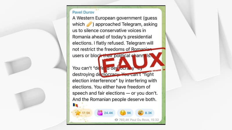 Présidentielle en Roumanie: le patron de Telegram accuse la France d'