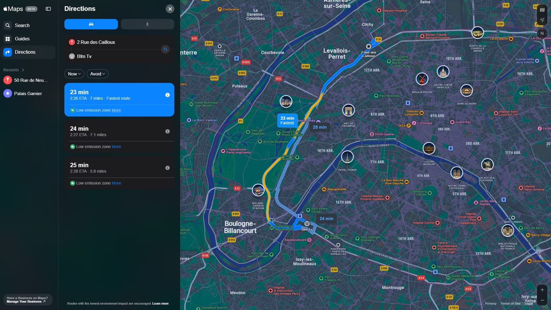 Apple Plans sur navigateur web