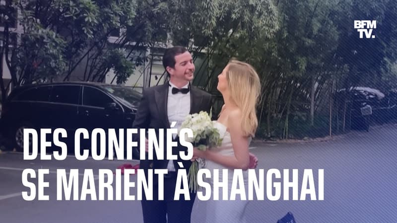 Confinés à Shanghai, des amoureux décident de se marier sur le parking de leur résidence