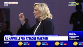 Le Havre: Le Pen attaque Macron depuis le Carré des Docks 