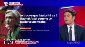 Autorité: Gabriel Attal répond à la critique de Marine Le Pen et dénonce "une forme de grossièreté et d'irrespect auquel on est habitué venant du Rassemblement National"