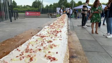 A Strasbourg, des étudiants de l'ISEG ont battu le record du monde de la plus longue tarte flambée