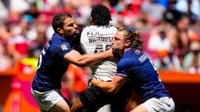 Les Français du rugby à 7 Antoine Dupont et Stephen Parez face aux Fidji, juin 2024