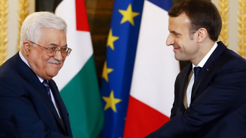 Mahmoud Abbas et Emmanuel Macron à l'Elysée.