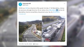 La circulation a été coupée quelques minutes en raison de cet accident qui s'est produit peu après l’entrée de Mandelieu-la-Napoule ce lundi.