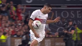 Le main d'Achraf Hakimi lors de Rennes-PSG (1-3, 8e journée de L1), le 8 octobre 2023