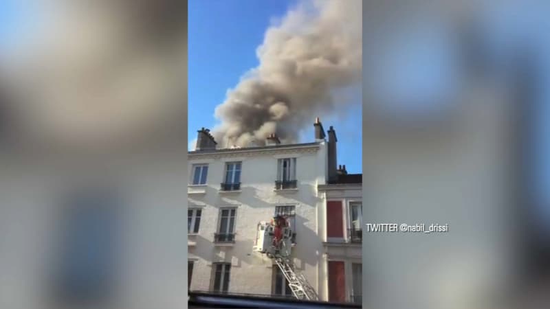 Une épaisse fumée se dégageait de l'incendie à Saint-Ouen ce jeudi.