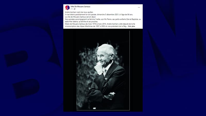 L'ancien maire de Mouans-Sartoux, André Aschieri, est mort ce dimanche.