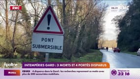 Intempéries dans le Gard: trois morts et trois personnes portées disparues