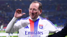 John Textor, le propriétaire de l'OL, en marge d'un match de Ligue 1 à domicile contre Saint-Etienne, le 10 novembre 2024