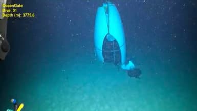 Un débris du submersible Titan pris en photo par les services de recherche pélagique, en juin 2023.