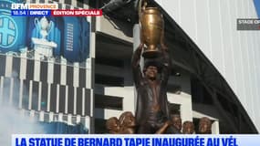 La statue de Bernard Tapie au stade Vélodrome le 16 mai 2025