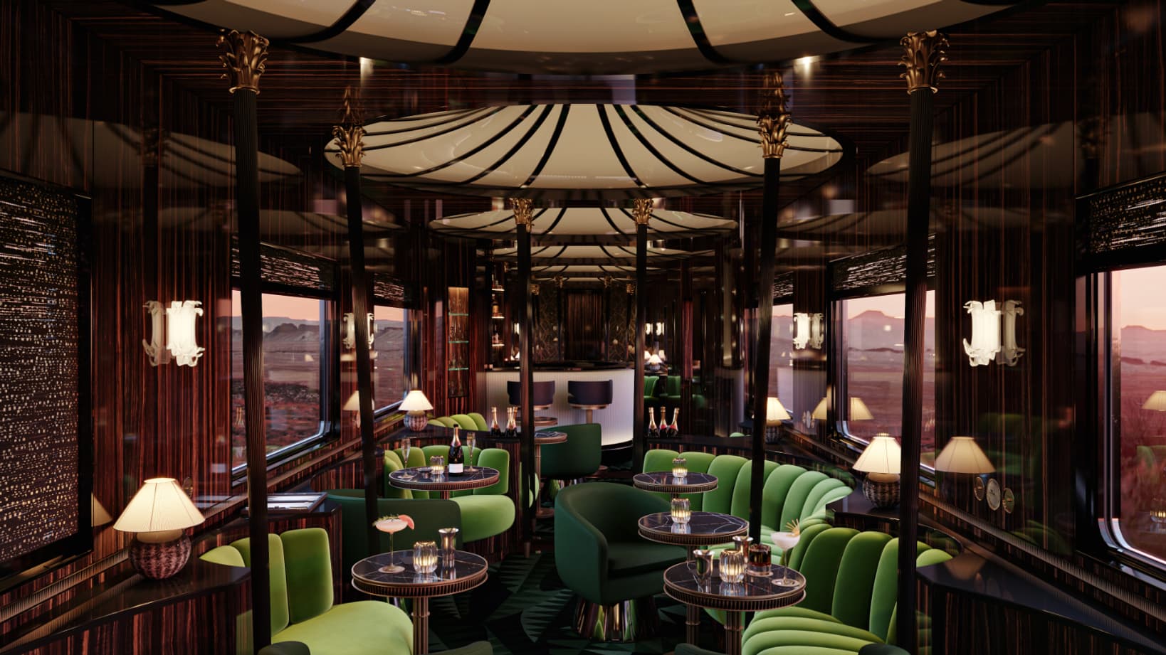 Intérieur d'une voiture de l'Orient Express du groupe Accor Intérieur d'une voiture de l'Orient Express du groupe Accor