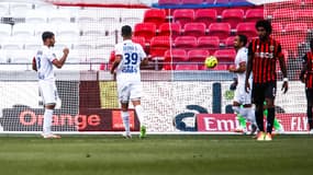 Houssem Aouar lors du match amical OL-Nice, le 4 juillet 2020