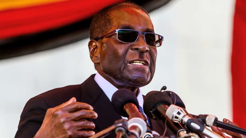 Robert Mugabe, président du Zimbabwe, en plein discours le 13 avril 2016. (Photo d'illustration)