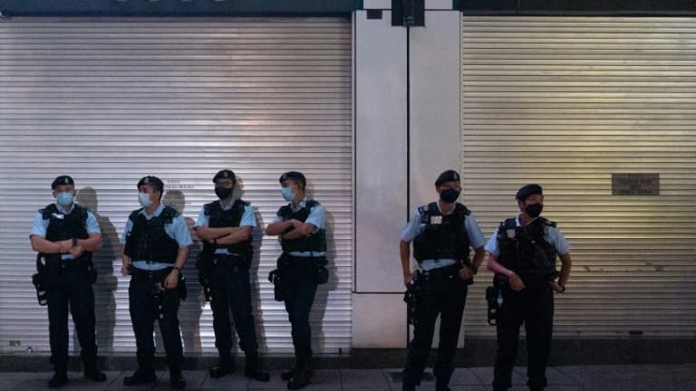 La police à Hong Kong, le 24 octobre 2021
