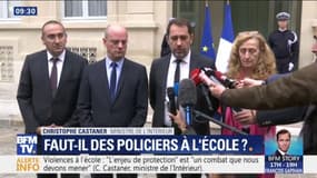 Le ministre de l'Intérieur "n'exclut pas la présence" de policiers et de gendarmes dans les établissements scolaires