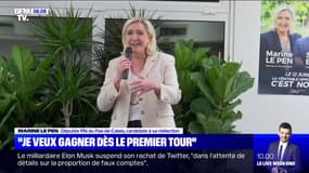 Marine Le Pen, candidate aux législatives dans le Pas-de-Calais: "Ce serait bien de gagner dès le premier tour"