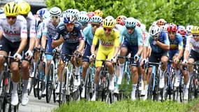 Le Slovène Pogacar dans le peloton lors de la 12e étape du Tour de France